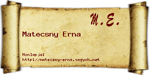 Matecsny Erna névjegykártya